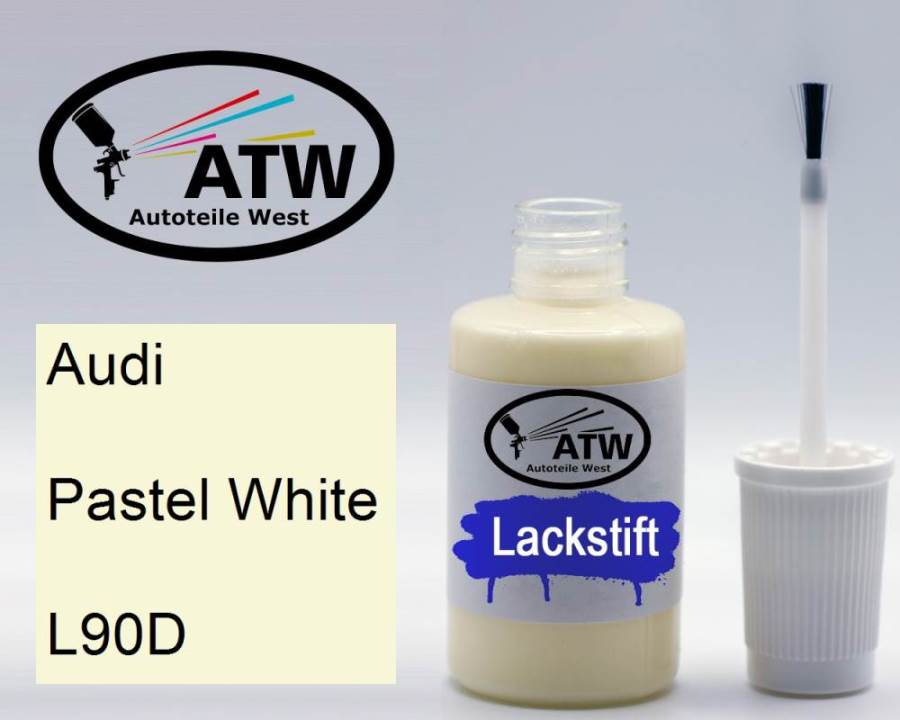 Audi, Pastel White, L90D: 20ml Lackstift, von ATW Autoteile West.